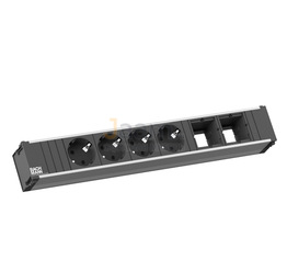 Кабинет руководителя Розеточный блок 4+2 Черный/алюм. CONI LARGE 912.007