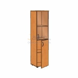 Мебель для персонала Офисный шкаф узкий, низкий со стеклом ЛФ229